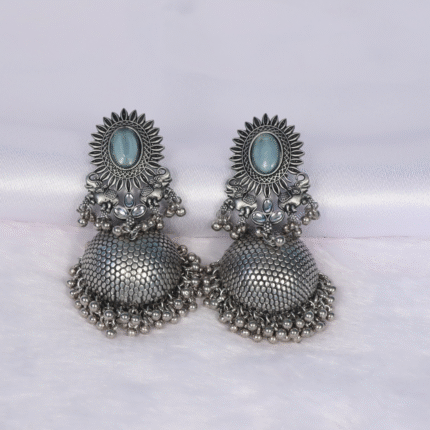 Surya-Gaja Oxidized Jhumkas