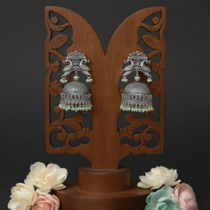 Mayur-Dome Oxidized Jhumkas